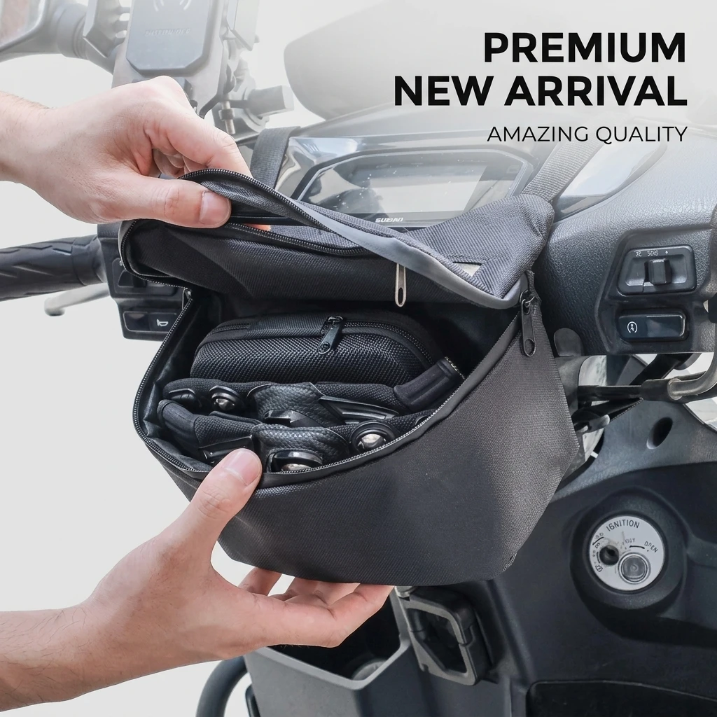 Motorcycle Handlebar Bag Waterproof Front Storage Pouch Scooter Navigation Sling Bag for Men