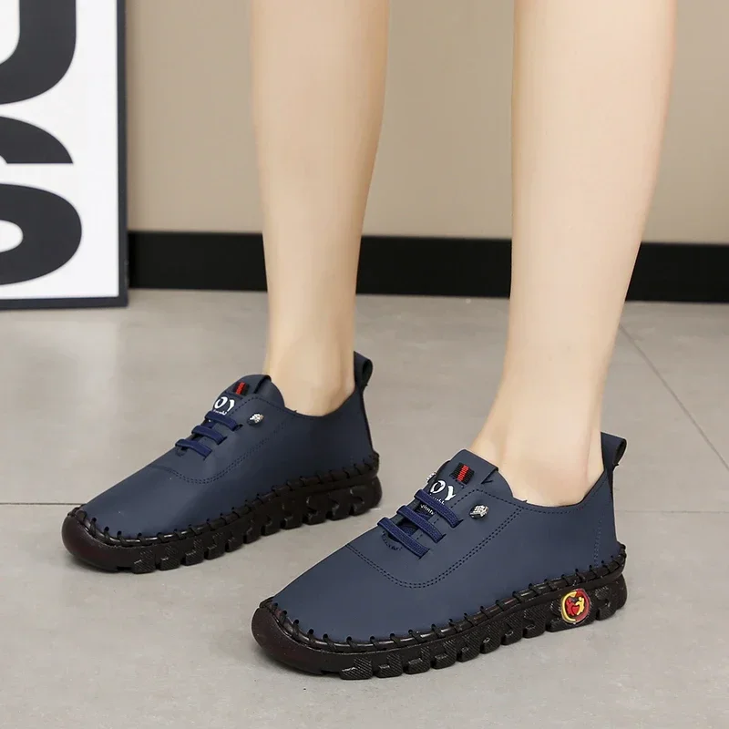 Women\'s Soft Soled Leather Shoes, Comfortable Red Women\'s Shoes Single Foot, Not Tired Foot Single Shoes Women Sneakers