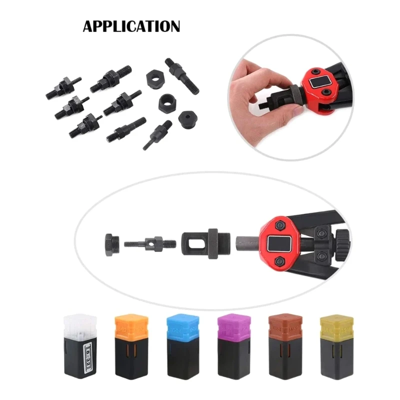 

Hand Rivet Nut Tool Hand Blind Riveter with 6Pcs Rivet Rivet Nut Riveting Tools and Nose Pieces Dropship