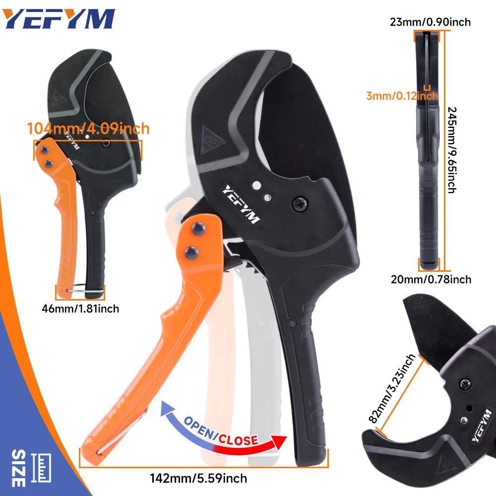 Ratchet PVC Pipe Cutter,Cuts up to 2-1/4