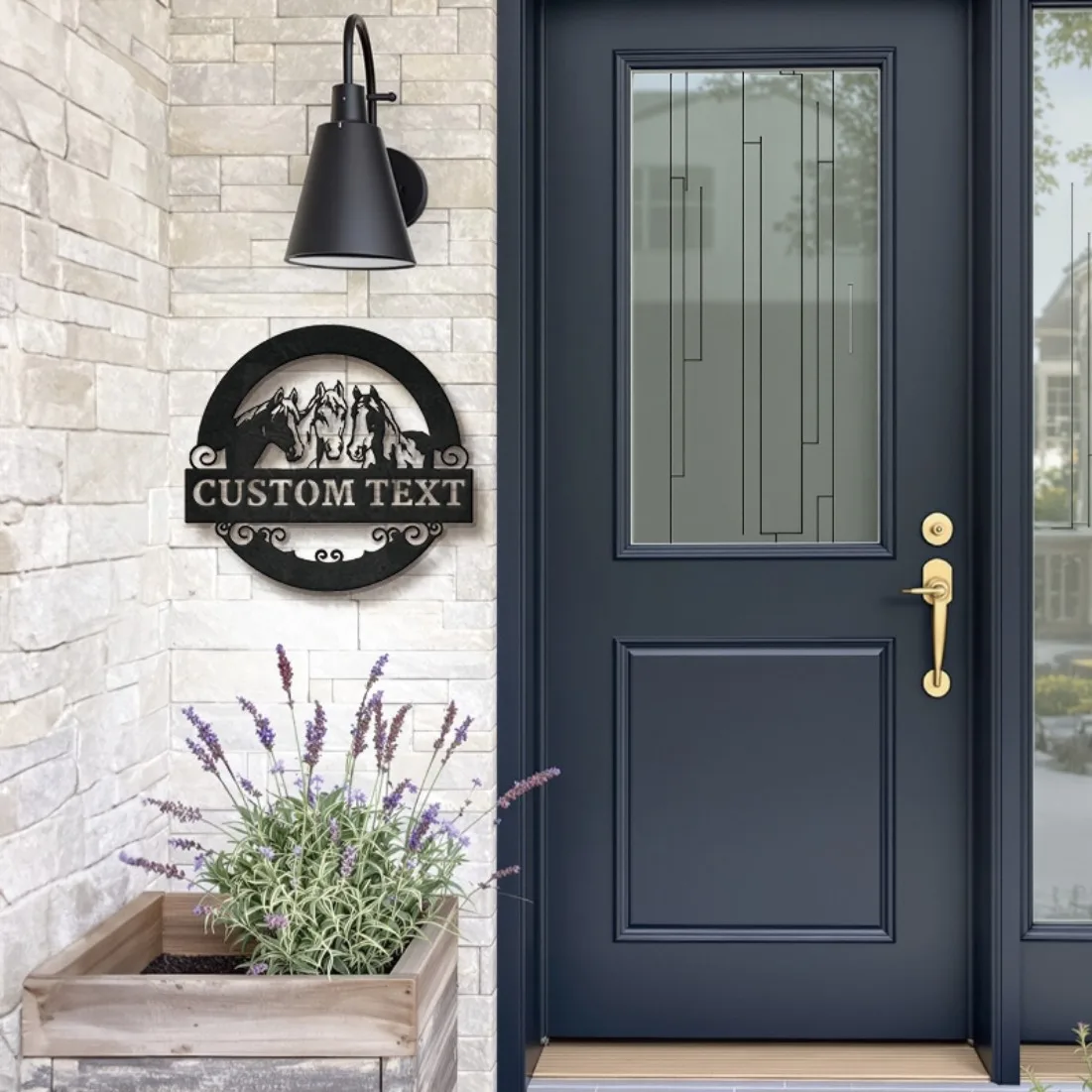 Tailor-Made Horse Silhouette Metal Wall Art - Personalized Text Design | Rustic Farmhouse Charm for Home & Garden.