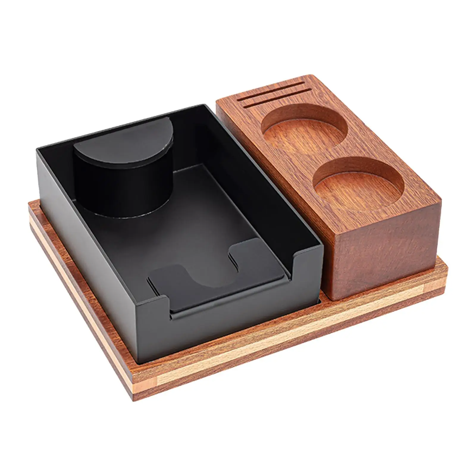 Espresso Knock Box Wood Coffee Tamper Station Organizer for Bar Hotel