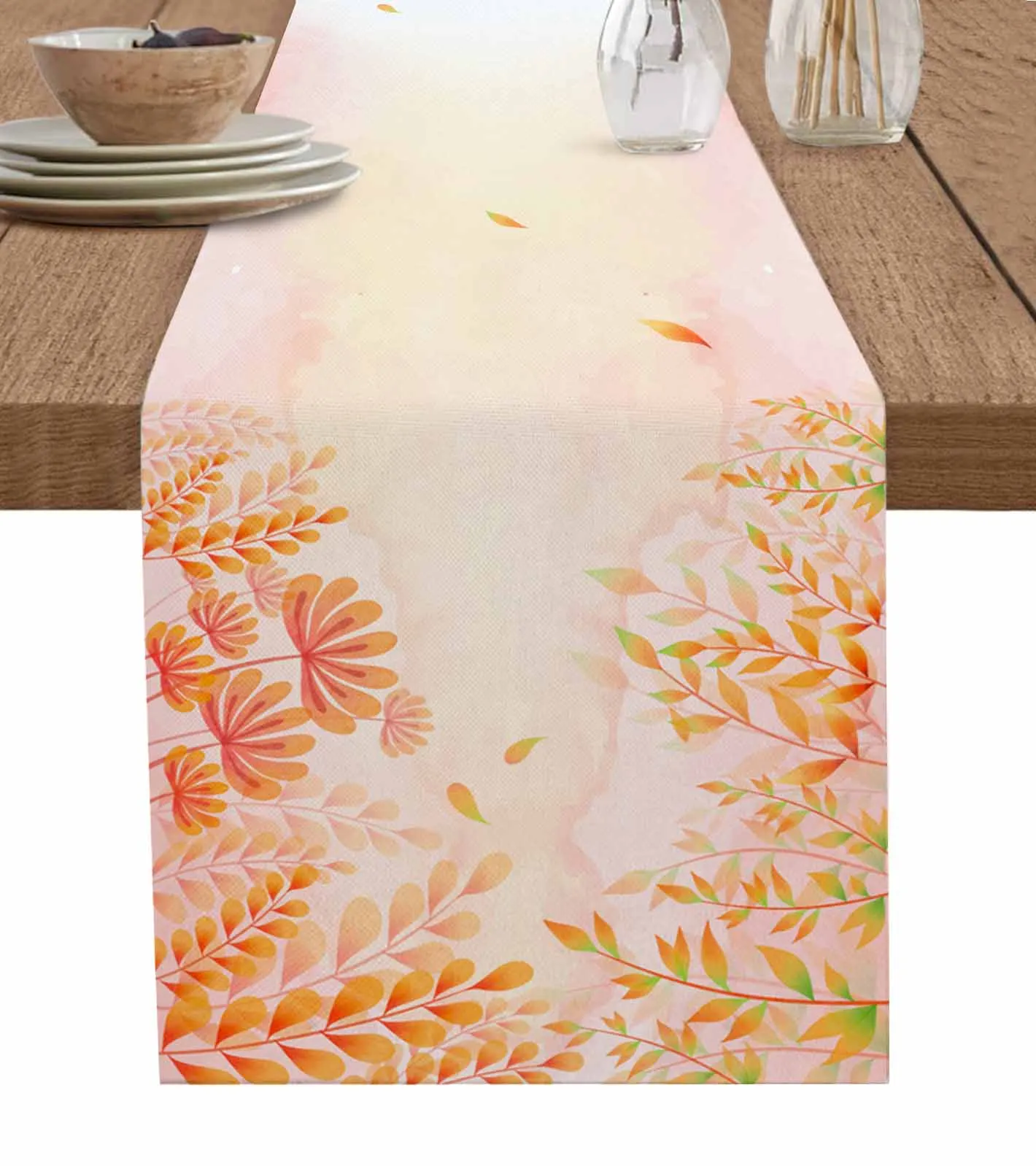 Thanksgiving Autumn Plant Leaves Shrubs Gradual Table Runner Decoration Home Decor Dinner Table Decoration Table Decor