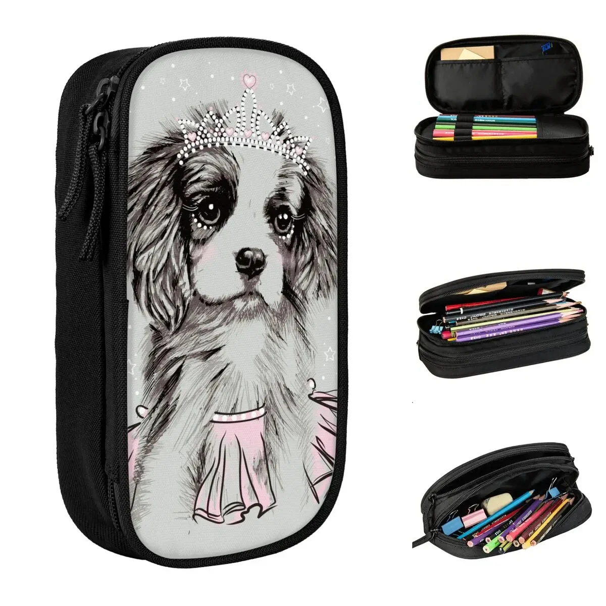 

Cavalier King Charles Spaniel Dog Pencil Case Gift for Animal Dogs Lover Pencil Box Pen Student Bag Students School Stationery