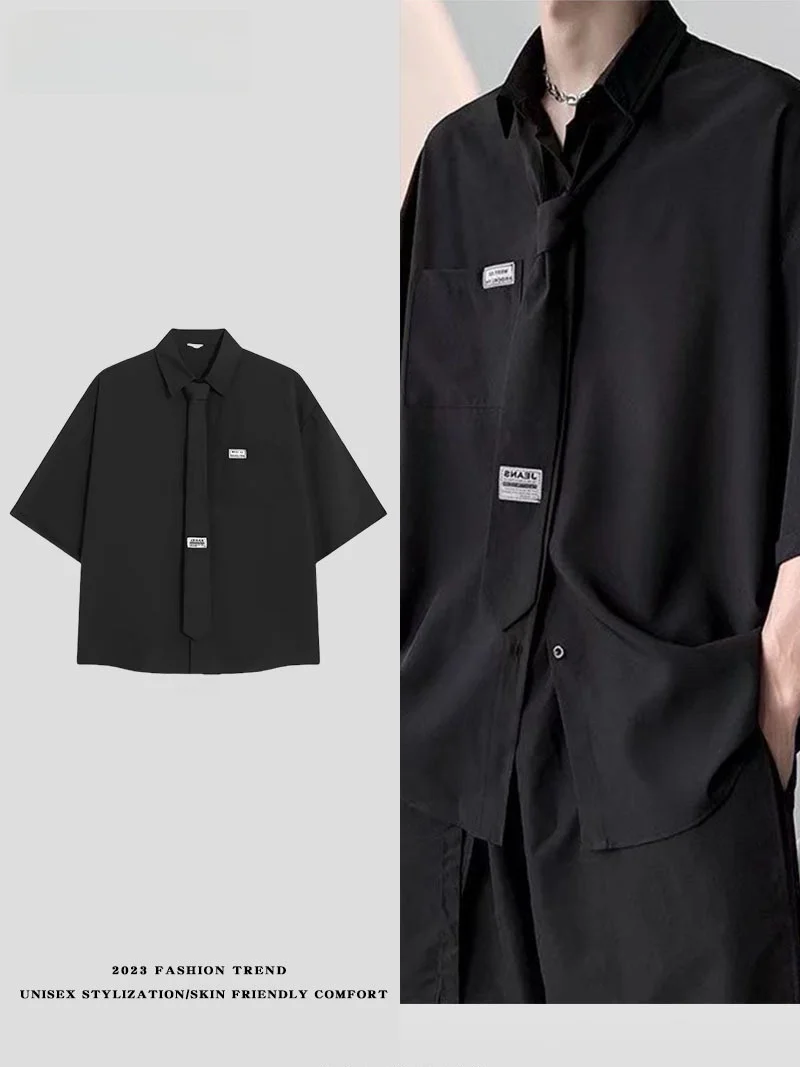 

LPLN Ice Silk DK orm irt ort Sve Men Summer Thin College Sle Class orm High End Men's Clothing Couple irt