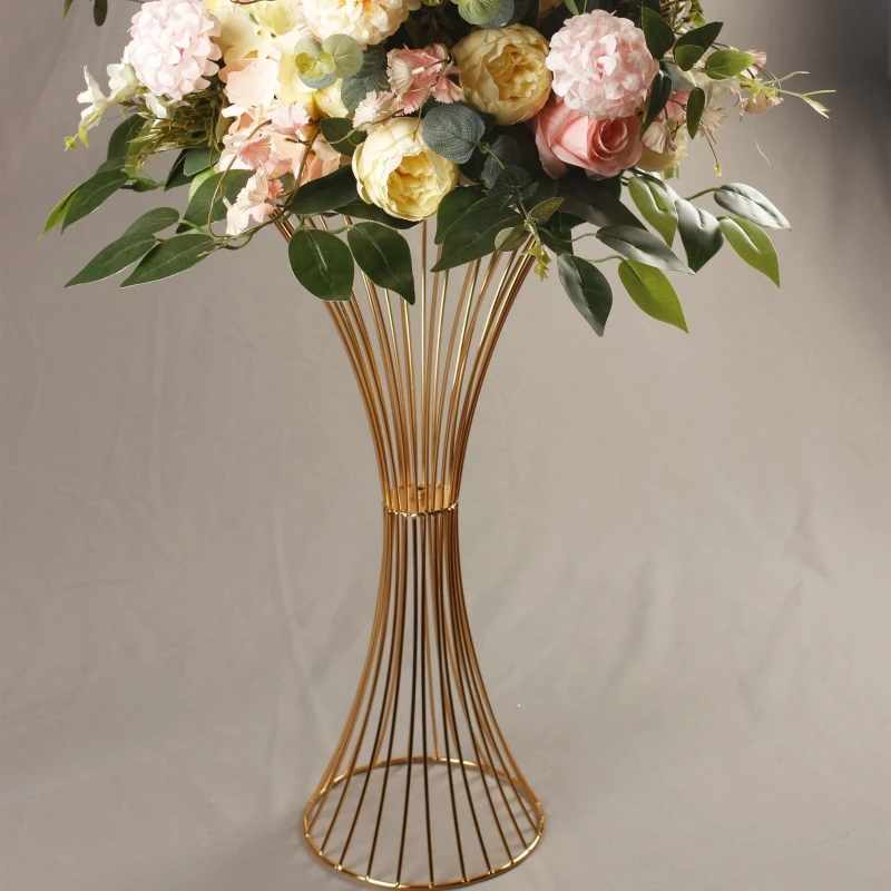 Imagem -06 - Ouro Flower Vasos Stands Metal Road Lead Wedding Centerpiece Flores Rack Decoração do Partido do Evento 60cm de Altura 10 Pcs