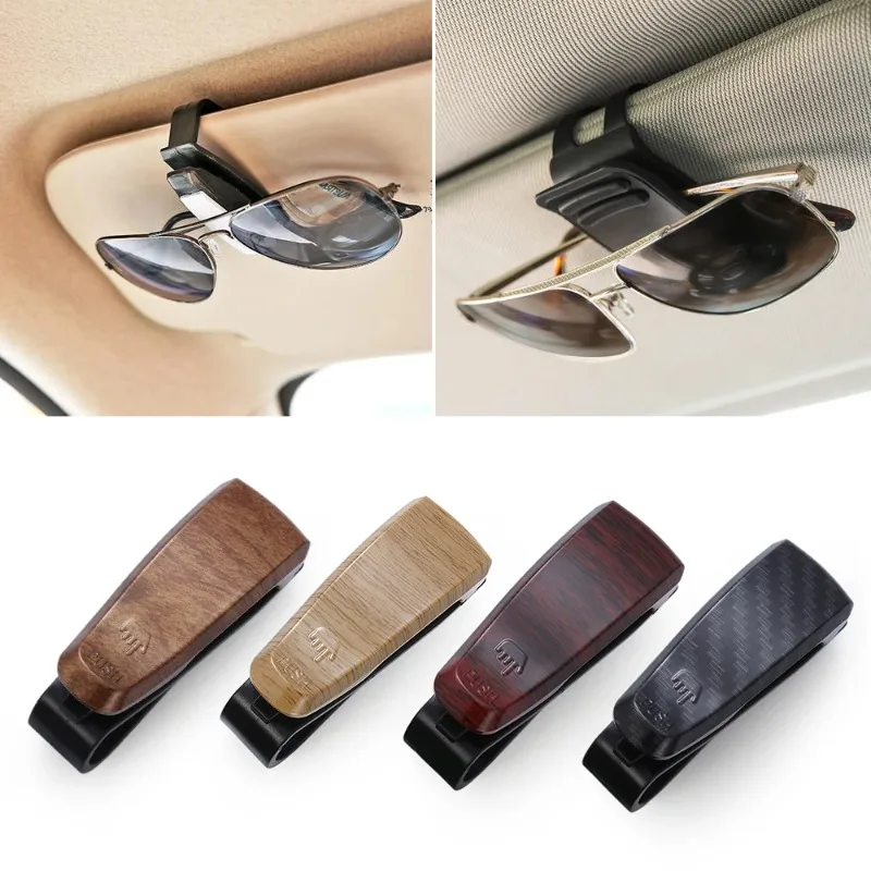 

Plastic Wood Grain Car Clip Holder For Reading Glasses Sunglasses Eyeglass Auto Fastener Clip Bill Clamp Interior Accessories
