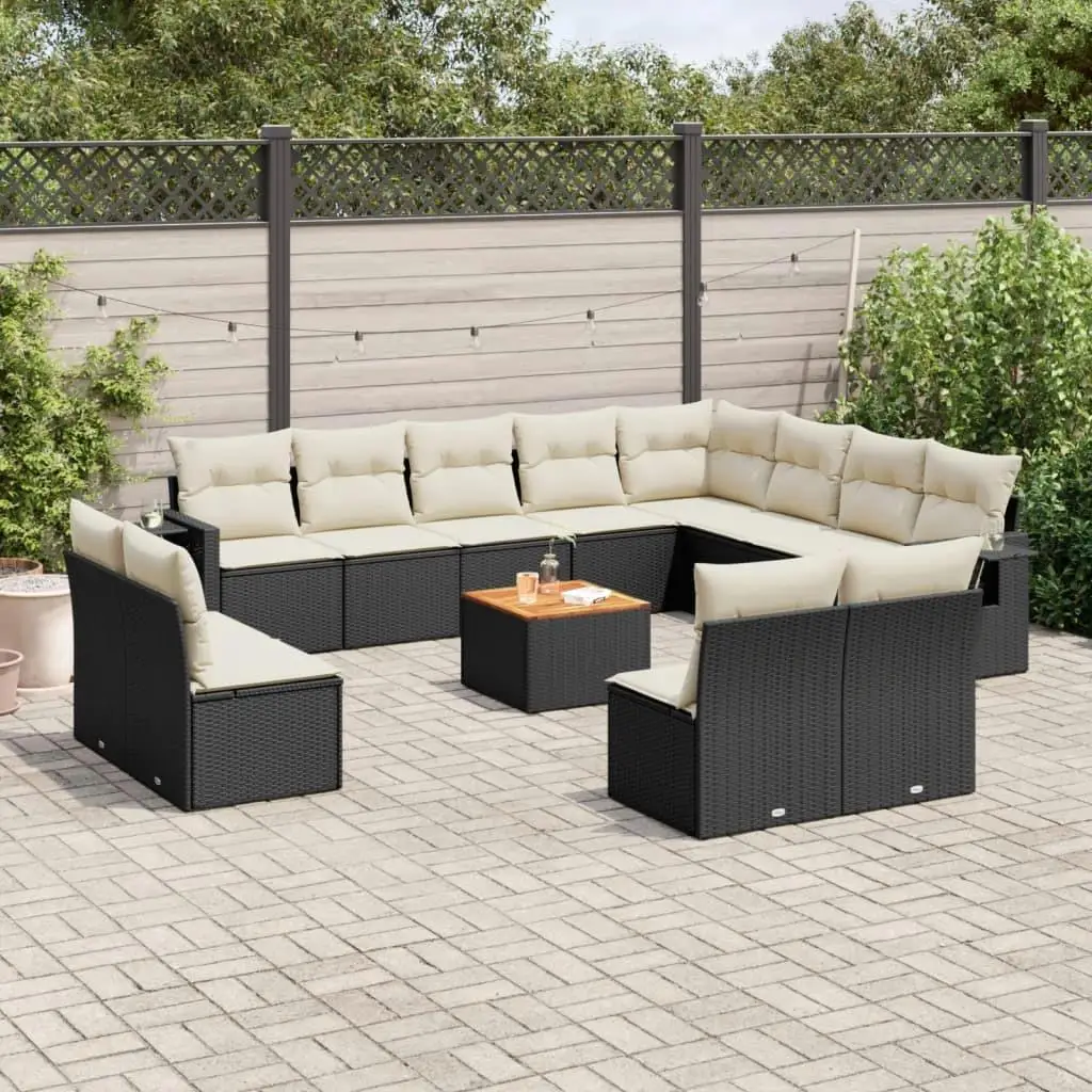 

Garden Sofa Set Black PE Rattan Large Adjustable Feet Outdoor Furniture Comfortable Seating Stylish Design Modern Patio Decor