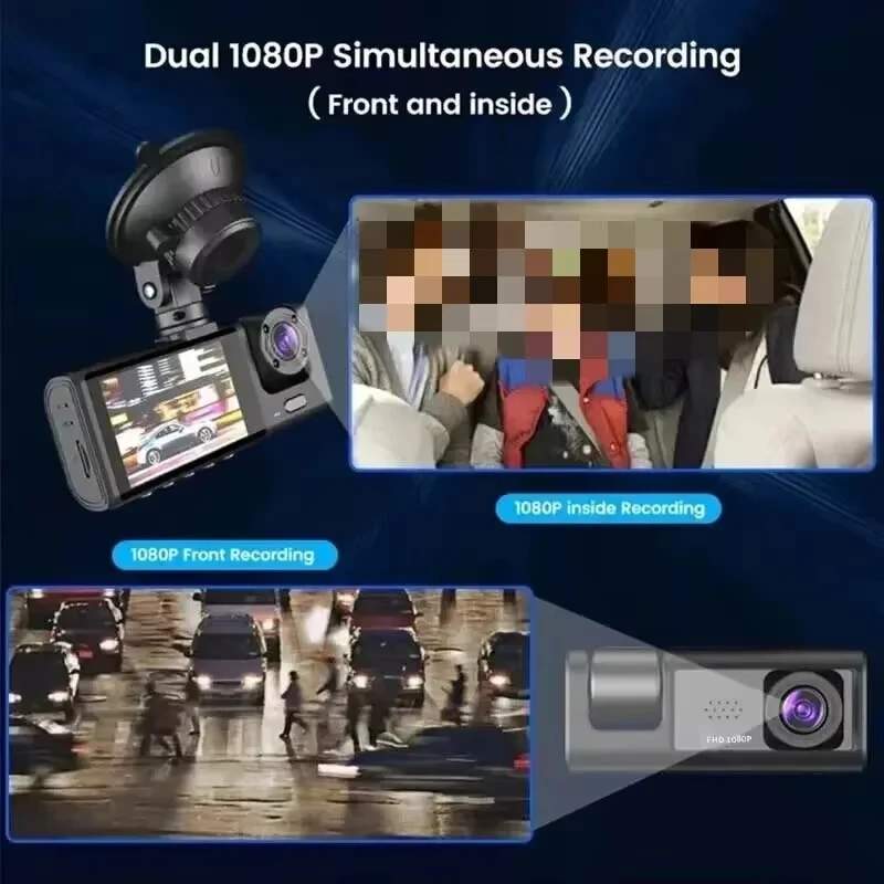 3 قناة سيارة DVR HD 1080P 2/3-عدسة داخل مركبة داش CamThree Way كاميرا DVRs مسجل فيديو مسجل داشكام كاميرا الفيديو