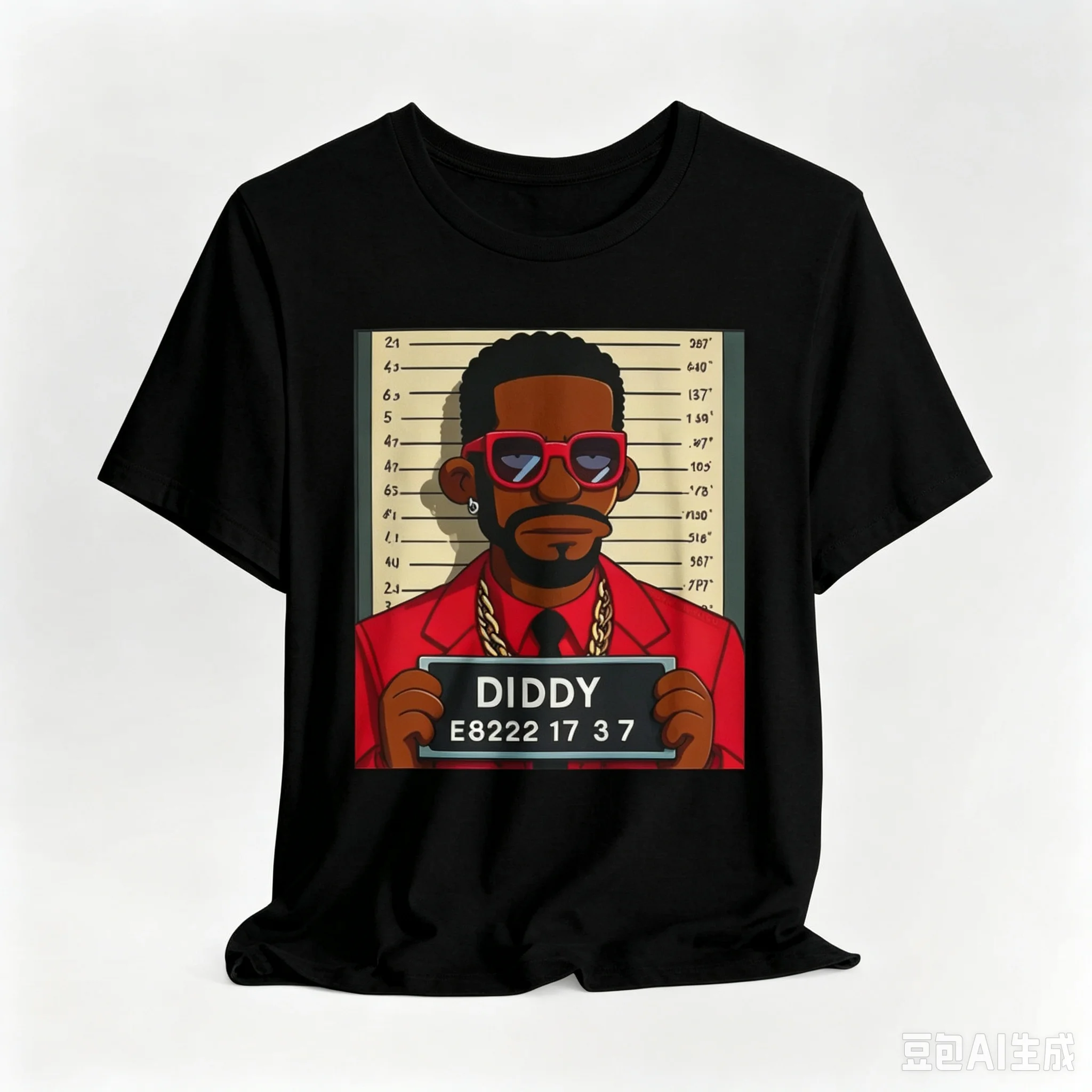 Cartoon Capture Meme T-shirt for Men and Women Hip-hop Rap Street Style Short Sleeved Retro Fun Printed Unisex Cotton T-shirt