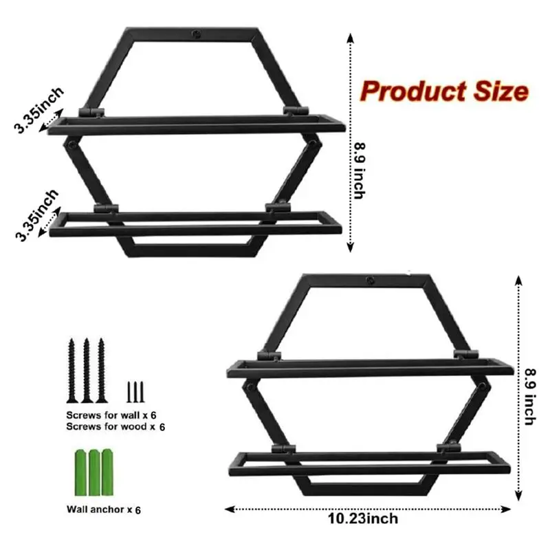 BHBD-Holder Hanging Display Shelf, 4-Bottle Wall Mounted Wine Rack, Space-Saving Storage For Kitchen Bar Dining Room 2-Pack