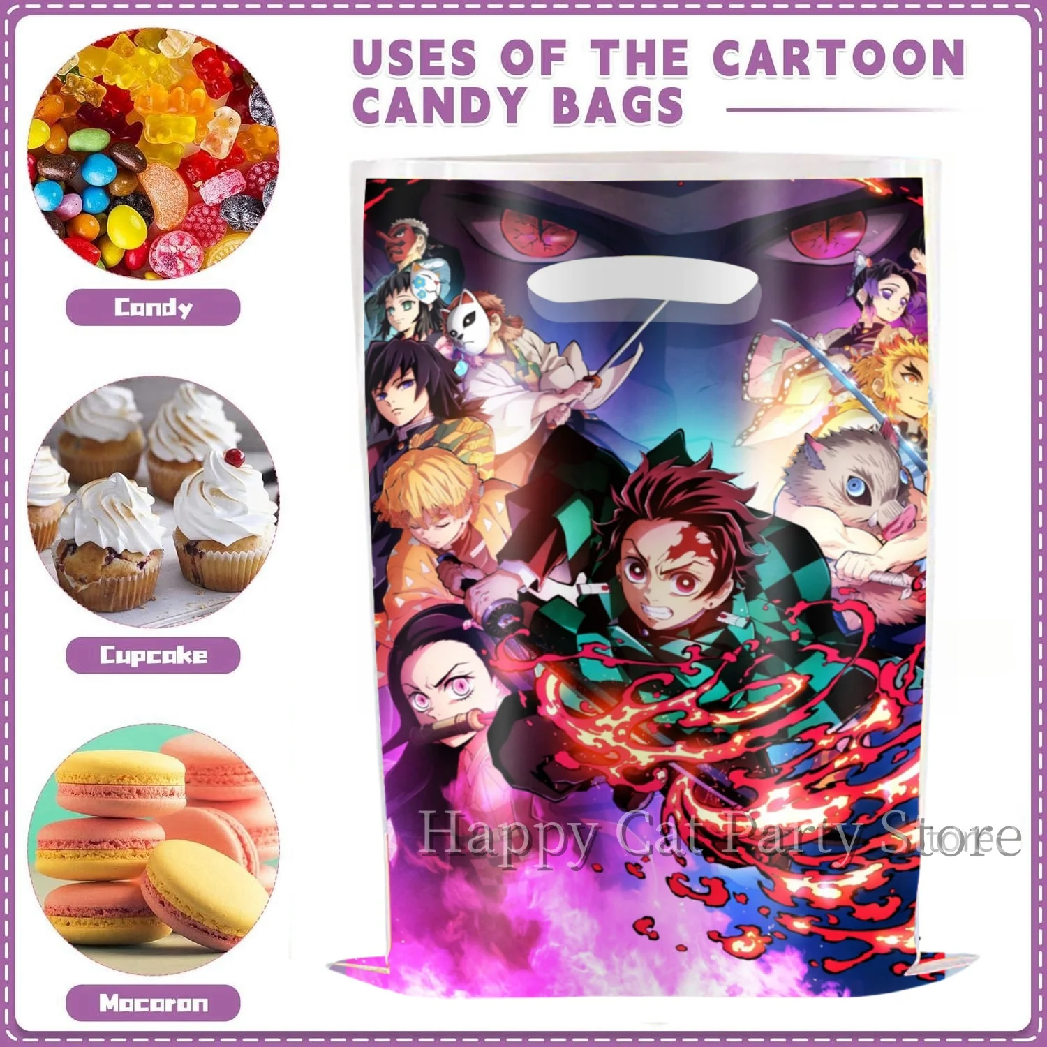 Demon Slayer Cadeautas Verjaardagsdecoratie Kamado Nezuko Handvat Candy Gift Bag Verpakkingstas Baby Shower Kid Boys Geschenken Feestbenodigdheden