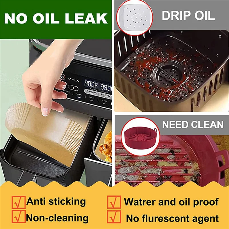 A56T-200 Pcs Foodi Airfryer Kitchen Cooking Accessories Rectangular Air Fryer Paper Special Disposable Bakeware For Ninja