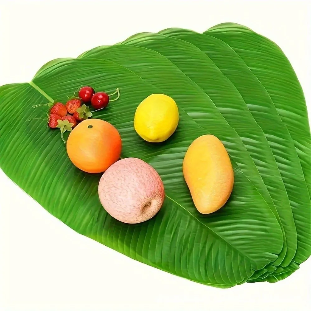 5Pcs Heat Resistant Artificial Banana Leaves Coasters Decor Waterproof Faux Lotus Leaf Anti Skid Simulation Place Mat