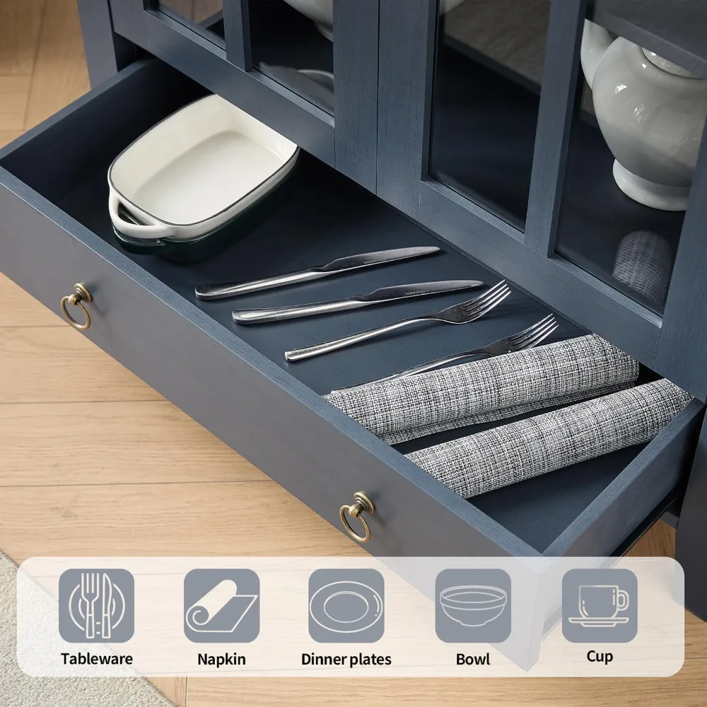 

Farmhouse Arched Cabinet with Glass Doors, Wood Display Cabinet with Drawer and Adjustable Shelves, 71” Tall, Customized