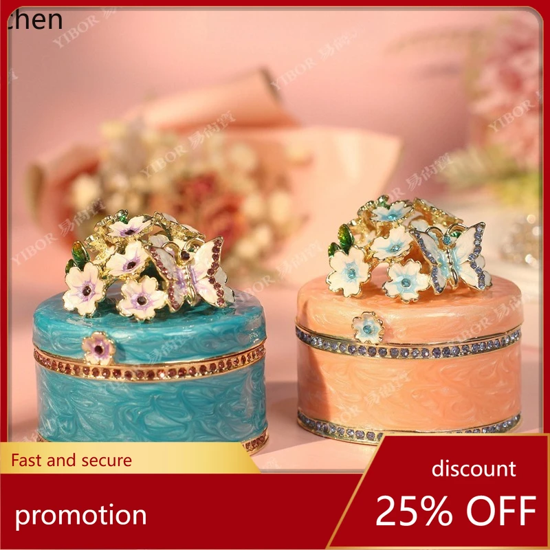 

H1 Alloy Seven Treasures Enamel Jewelry Box Butterfly Love Flower Ring Box Gift Home Decoration Small Ornament Business Gift