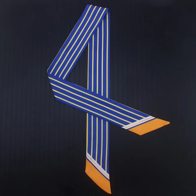 

Europe And The United States New Binding Silk Scarf Variable Stripe Imitation Silk Printed Scarf Women's Small Ribbon Headband