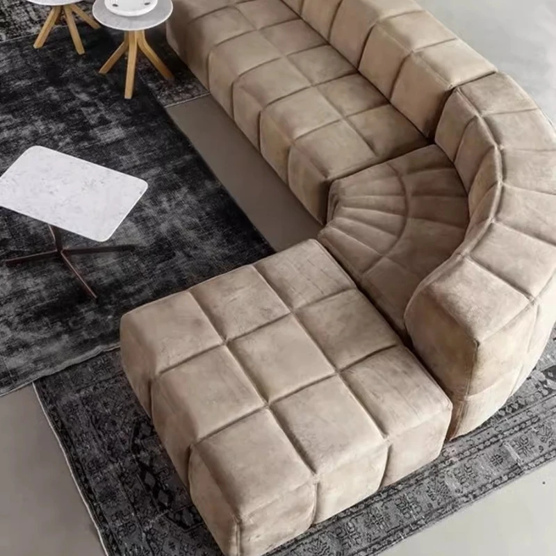 Nordic expression cowhide frosted leather module frosted cloth combination corner special-shaped large apartment multi-person