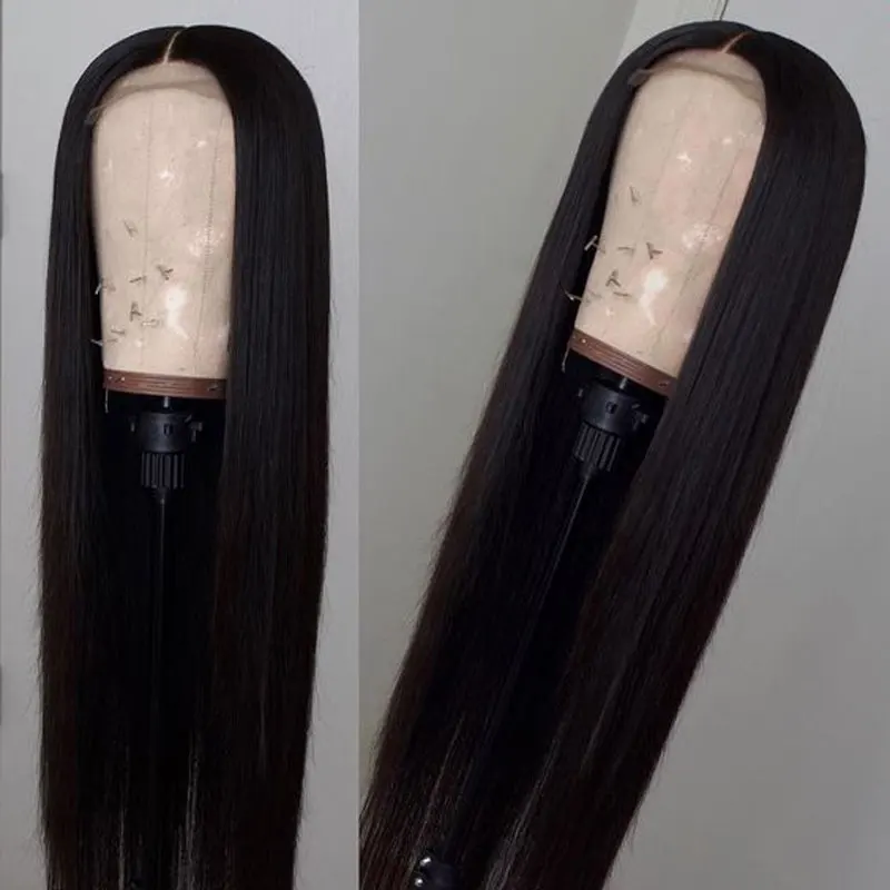 RONGDUOYI Synthetic Lace Front Wigs for Women Long Straight Wig Heat Resistant Fiber Lace Black Hair Wig Natural Hairline