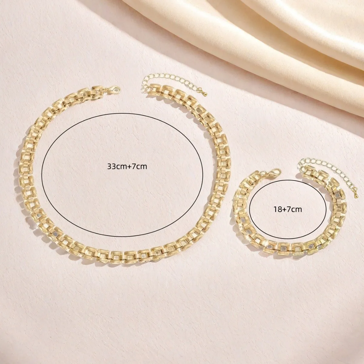 Metal simple personality fashion exquisite strap chain necklace bracelet set women's temperament high-end jewelry