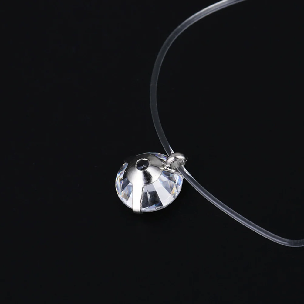 2 قطعة سلك السمك غير مرئية قلادة الزركون الإبداعية مجوهرات أنيقة فتاة قلادة الإكسسوارات فتاة الإكسسوارات
