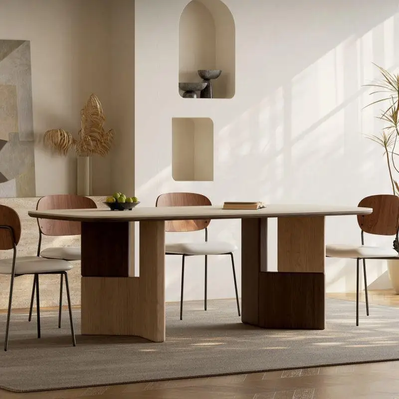 Medieval style Huangdong stone rock slab dining table household small and medium-sized restaurant diningtable designer square t