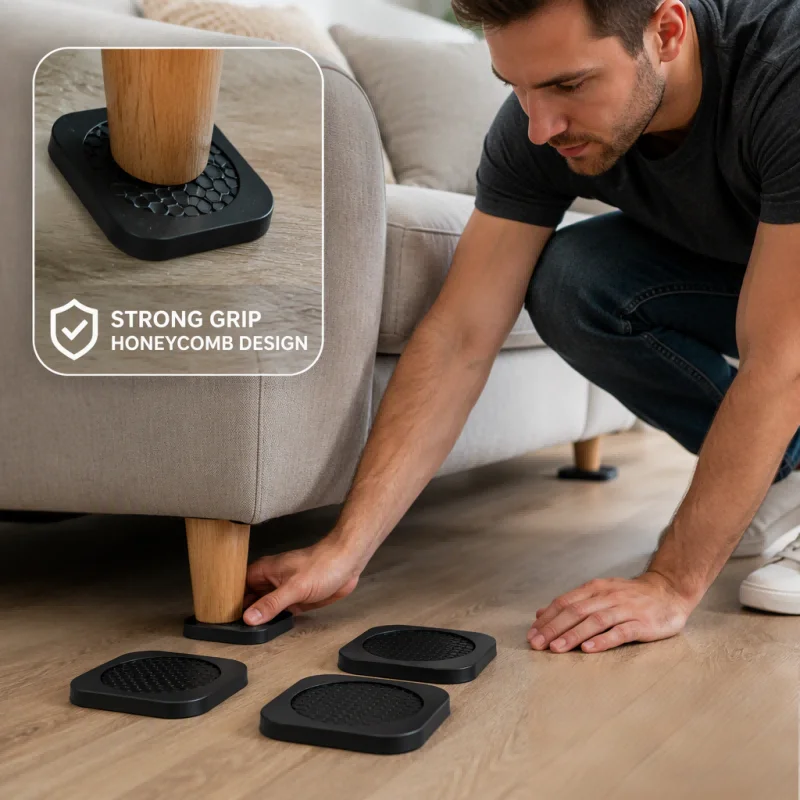 4Pcs Anti Vibration Rubber Feet Pads - Heavy Duty Anti Slip Silent Dampers for Washing Machine, Refrigerator and Furniture Use