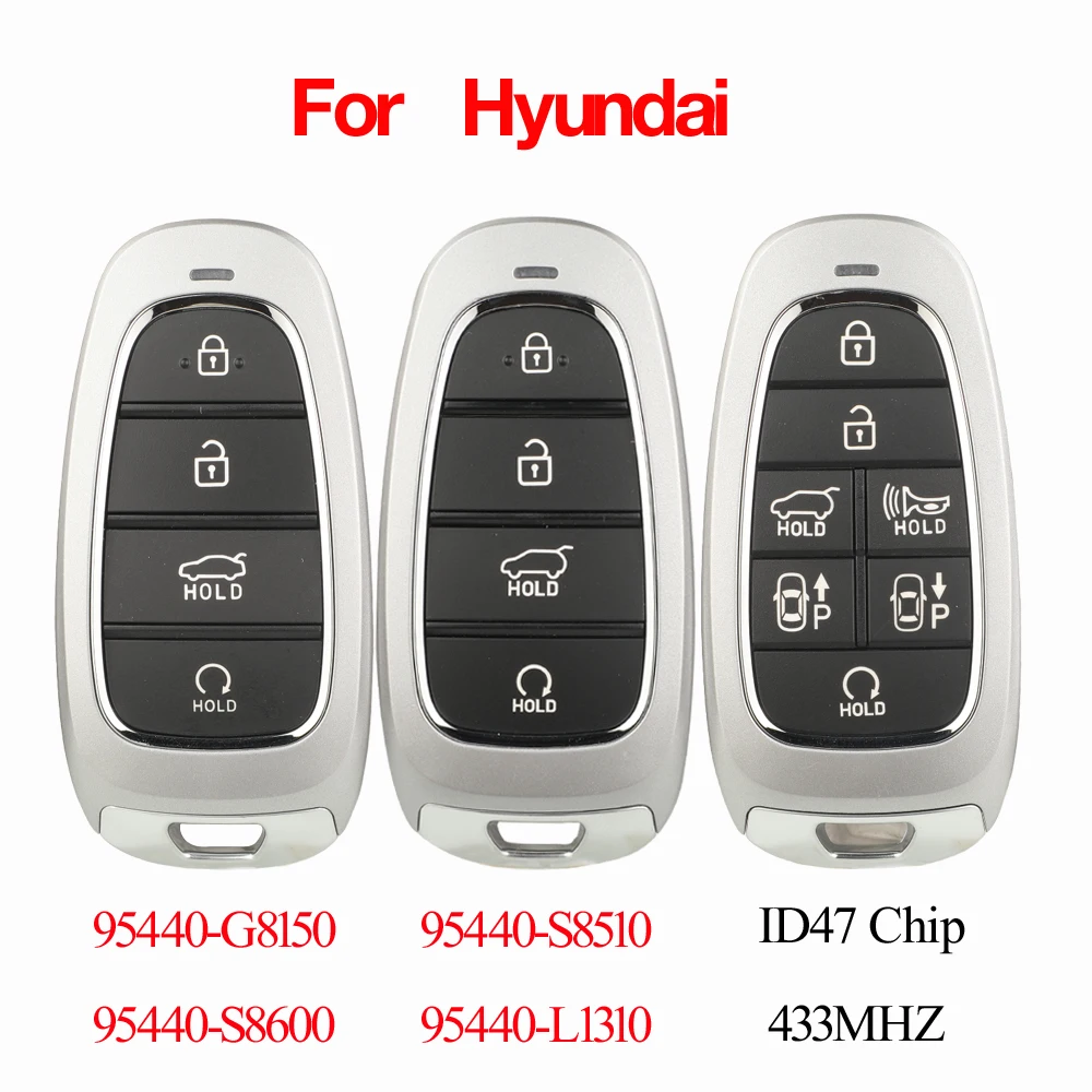 

jingyuqin 4/7 BTN 95440-G8150 433MHZ ID47 Chip Remote Car Key FOB For Hyundai Sonata Nexo Grandeur Tucson Santa Fe 95440-S8600