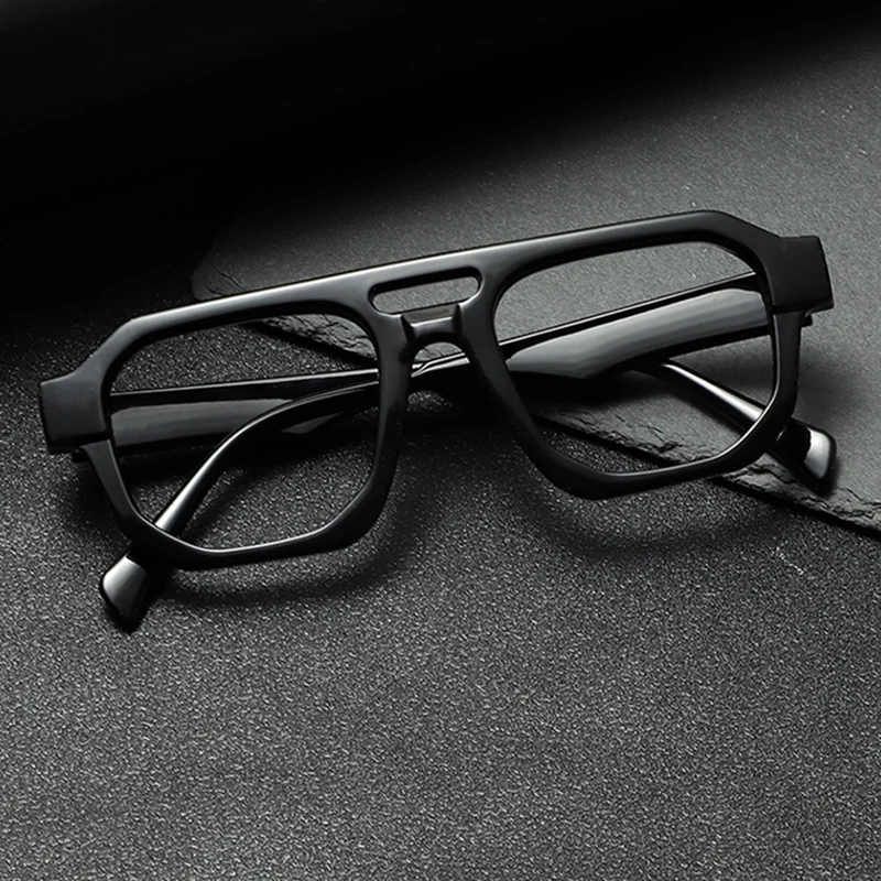 Yooske Fashion Square Double Bridges PC Women Glasses Frame Clear Anti-Blu-Ray Eyewear Retro Men Optical Frame Computer Goggles