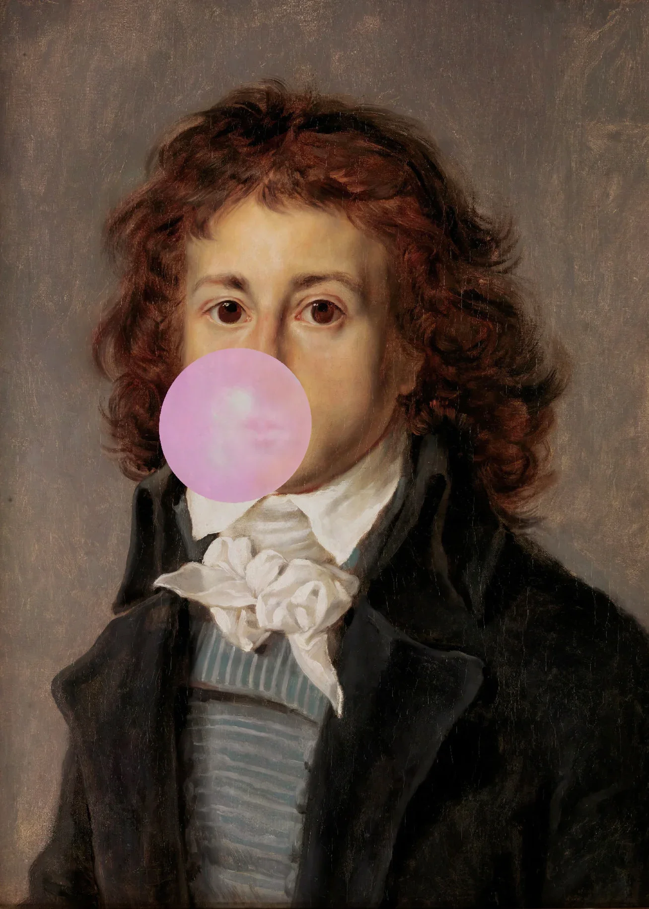 Vintage Woman BubbleGum Portrait Poster Altered Art Canvas Painting Print Wall Art Picture for Living Room Home Decor Cuadros