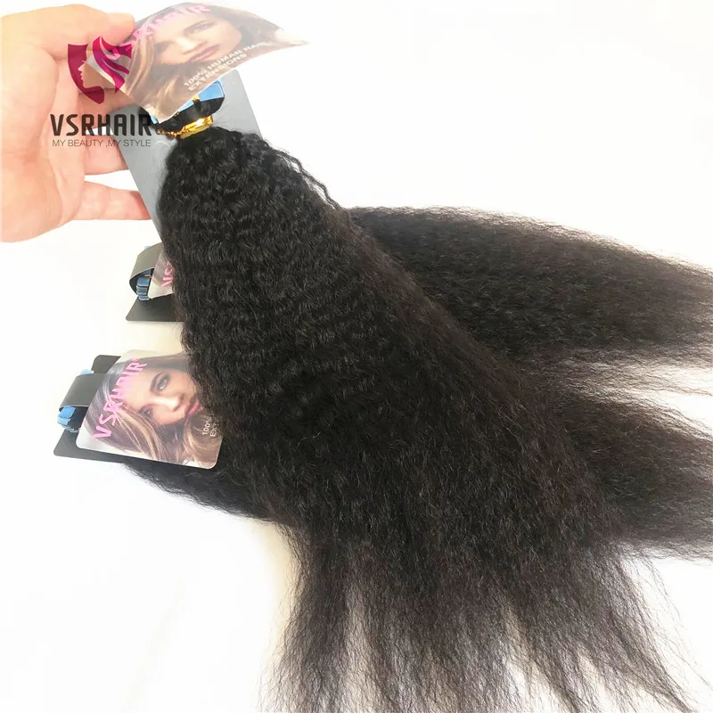 Vsr Hair Kinky Straight Tape In Hair Extension  Black Color 24\