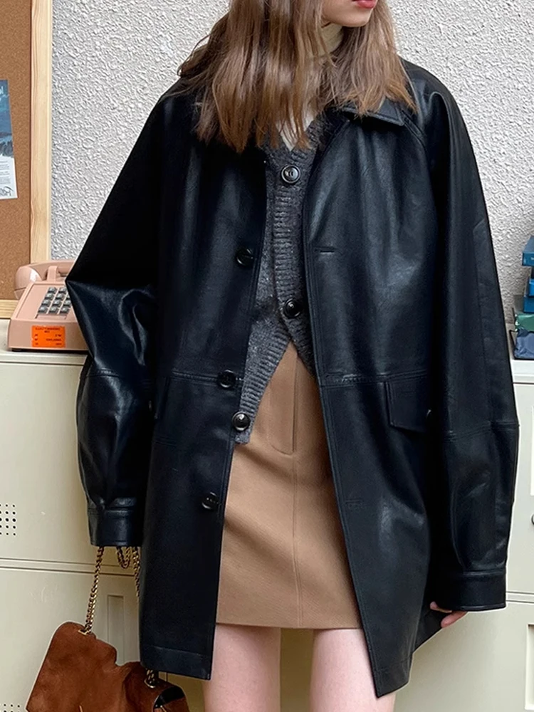 Laid-ba Retro Sle Bla solapa motocicleta Jaet mujer ecológico abrigo de cuero PU principios de otoño nueva llegada viaje Sle