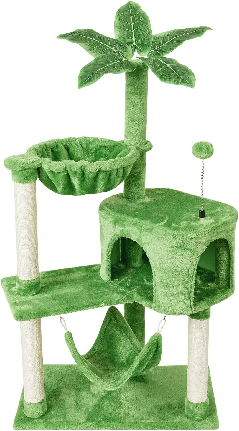 

Cat Tree Cat Tower Condo with Sisal Scratching Post for Indoor Cats Tree Furniture with Hammock Perch and Kitten Ball Toys