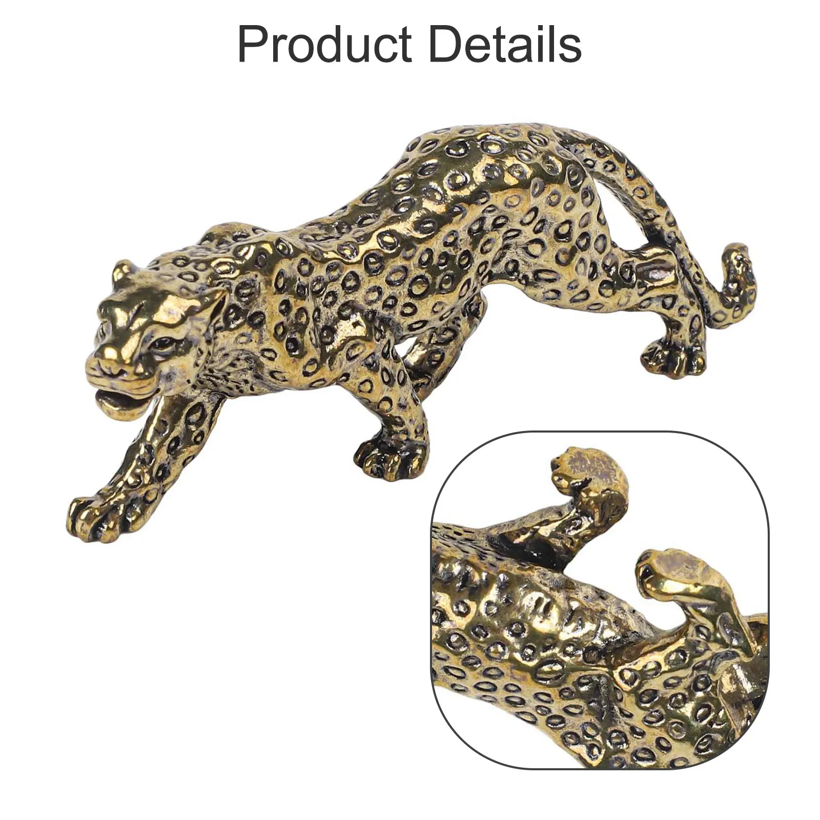 Figurine Leopard Statue Ornament Solid Sturdy Timeless Look Unique Touch Vintage Animal Brass Construction Compact