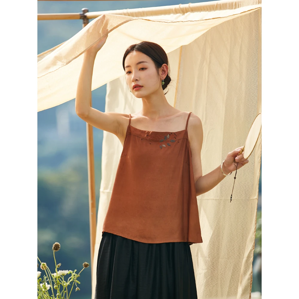 

Новинка Youdie: Женский топ-жилет ручной работы из шелкового атласа и облачной пряжи с вышивкой, плоским воротником и бретелями, для повседневной носки