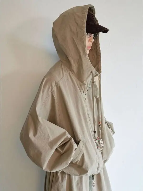 

Hello September New Linen Cotton Bead Texture Hooded Jaet Outerwear V99 Casual Loose Fit Long Sve Zipper Closure