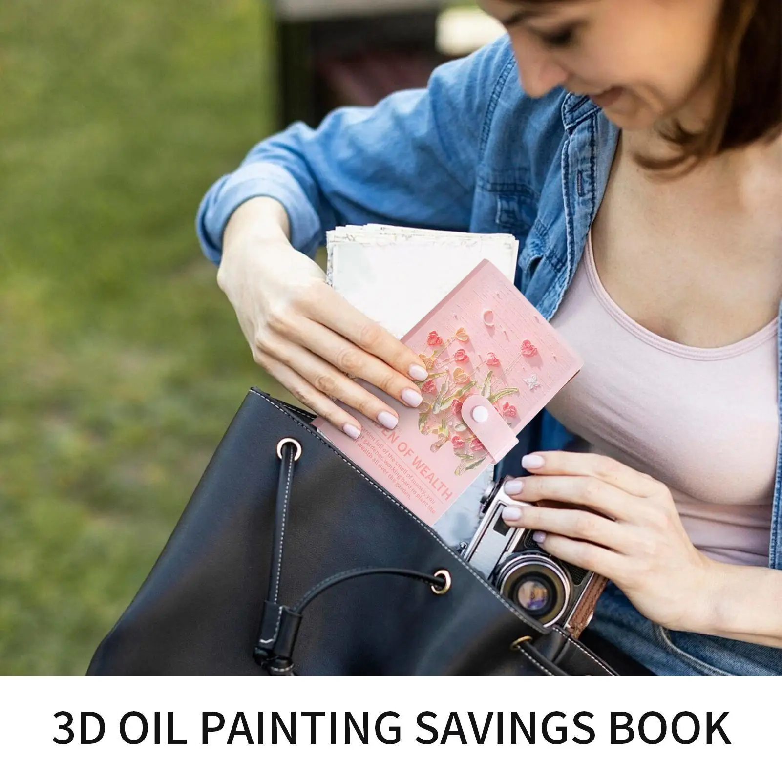 Money Saving Binder 100 Days Savings Challenge Book 3D Oil Painting Cash Planner Organizer Wallet Notebook Storage Management