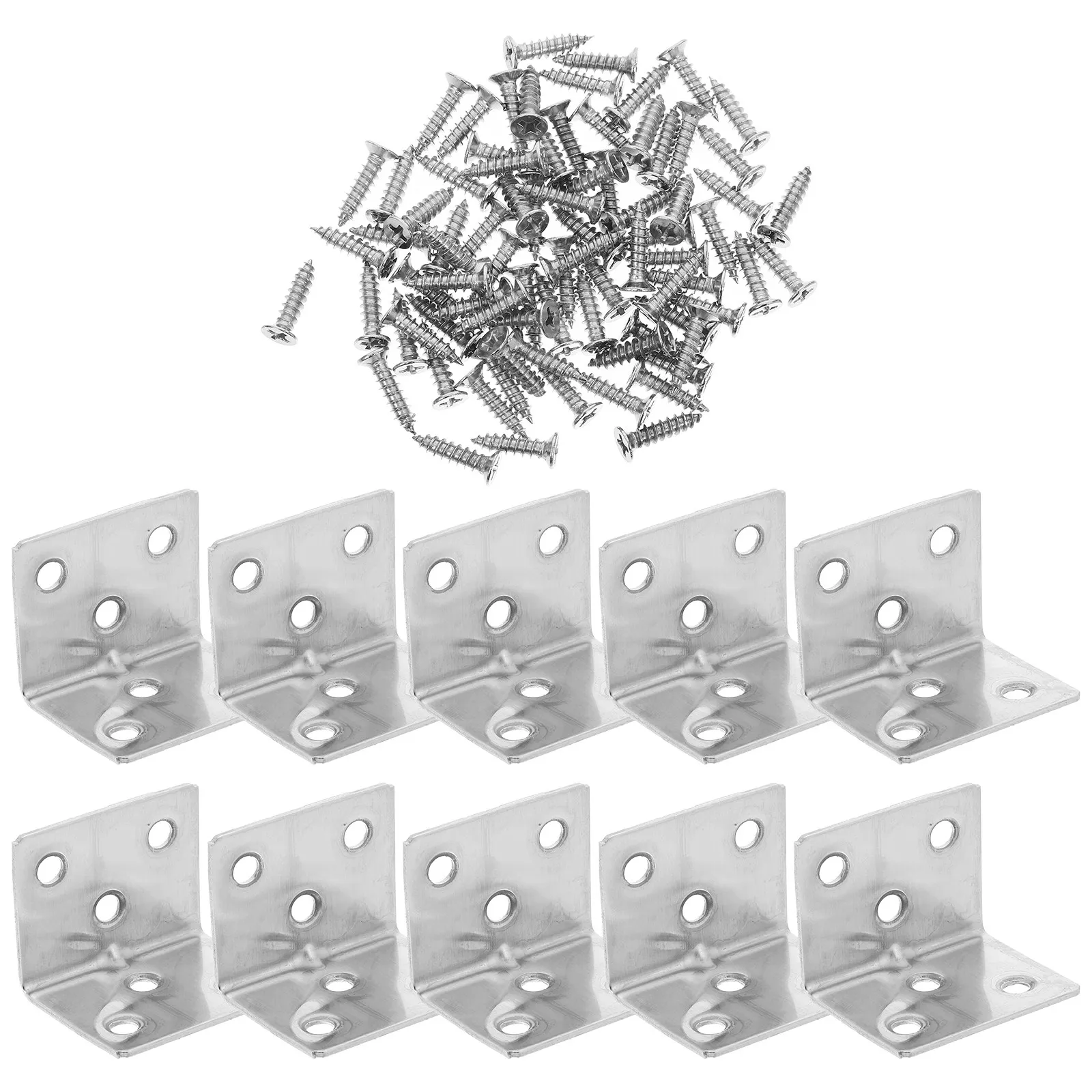 10Pcs Stainless Steel Corner Brackets Heavy-Duty L Shape 90 Degree Right Angle Furniture Gusset for Kitchen Cabinets Bed Frames