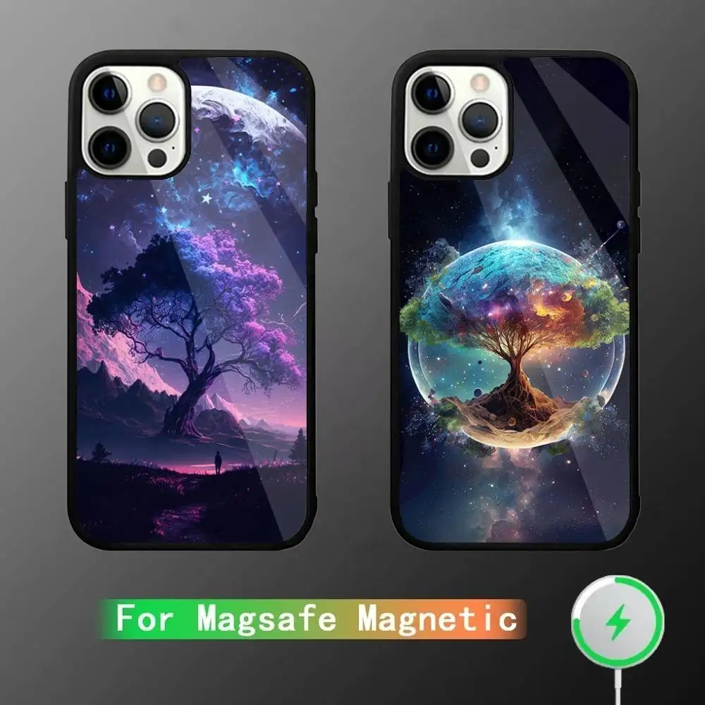 

Tree of Life Space Galaxy Phone Case For iPhone 16,15,14,13,12,11,Pro,Max,Plus,Mini,SE New Magsafe Magnetic Wireless Charging