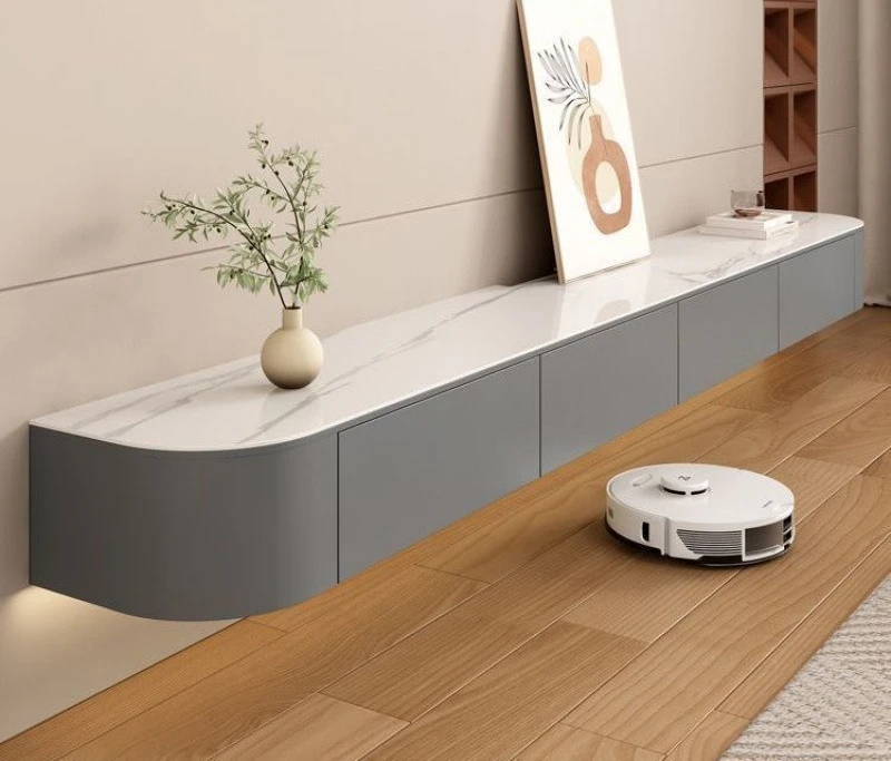 خزانة تلفزيون معلقة وطاولة قهوة وشقة صغيرة حديثة وبسيطة #5