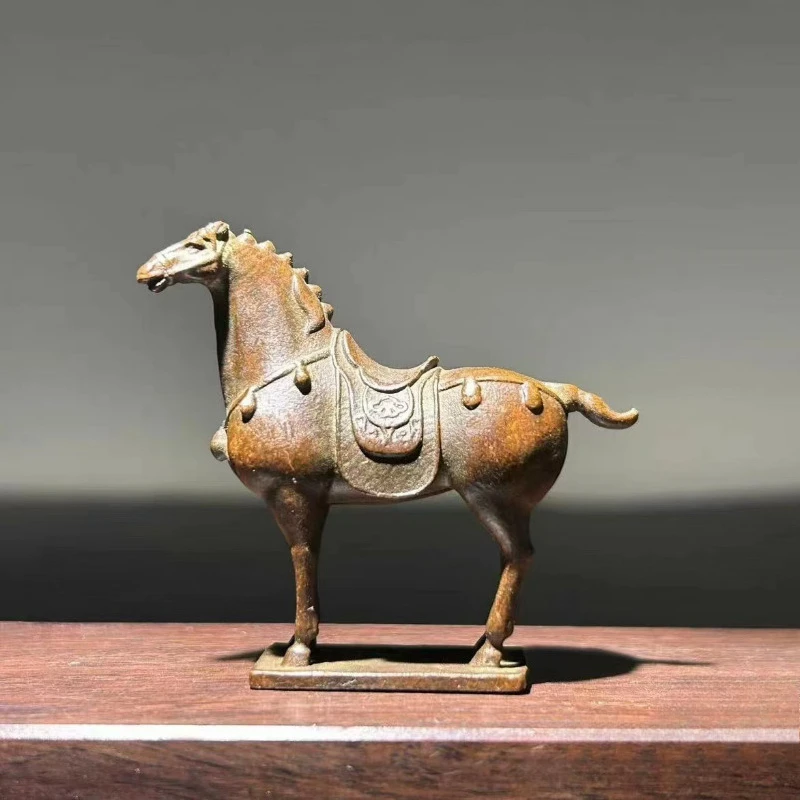 تقليد العتيقة الصينية تانغ الحصان البرونزية النحت زينة غرفة المعيشة المنزلي سطح المكتب طاولة شاي الشاي الحيوانات الأليفة الحرف الحلي
