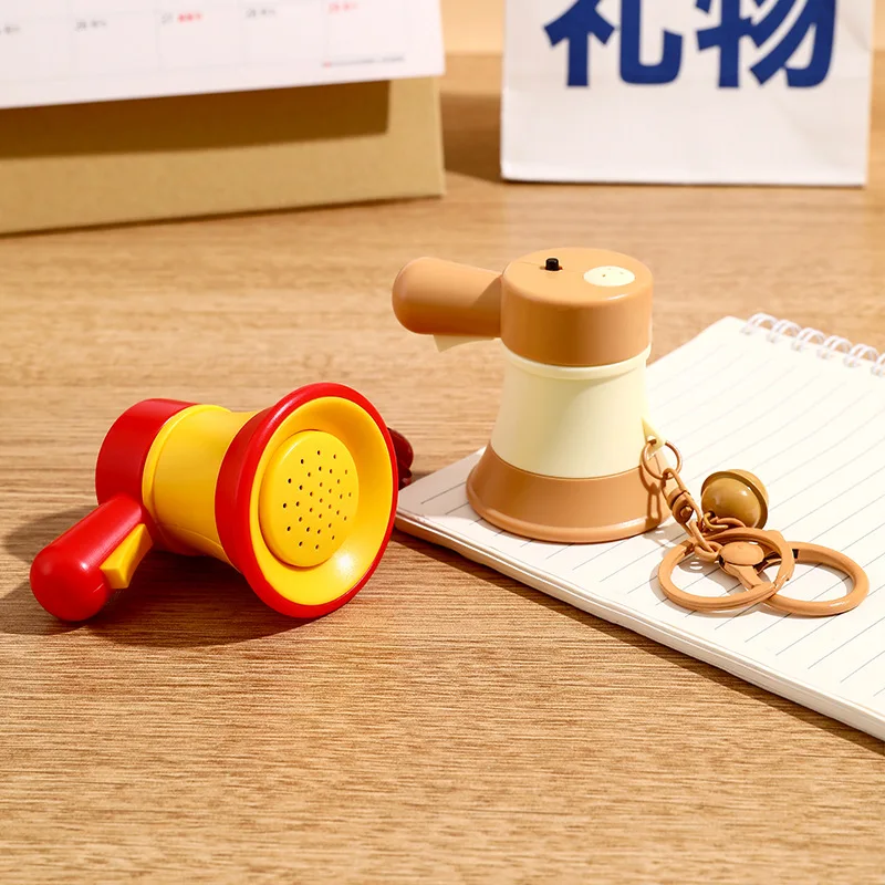 Cartoon Mini Recording Speaker Toy Children Student Handheld Loudspeaker Backpack Pendant Keychain