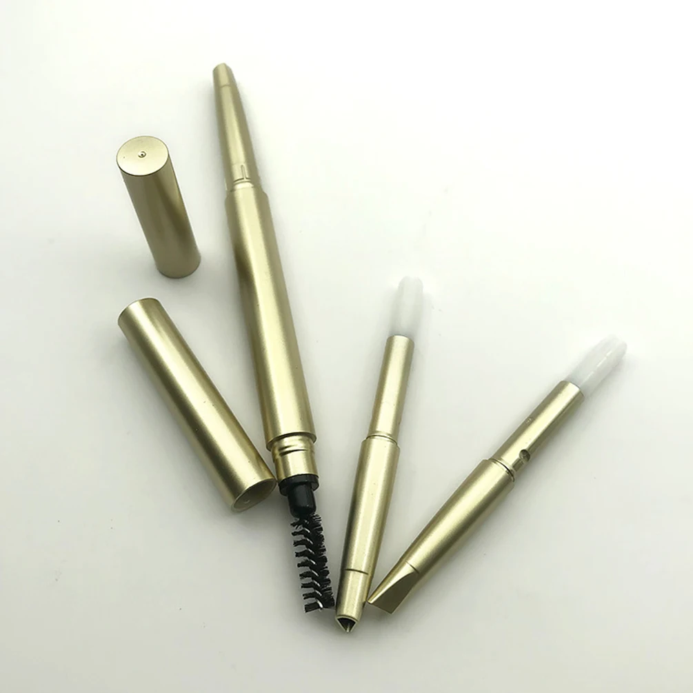 Private Label Austauschbarer doppelseitiger goldener Augenbrauenstift mit Pinsel, individuelles Logo, langlebig, einfach zu bedienendes Make-up im Großhandel