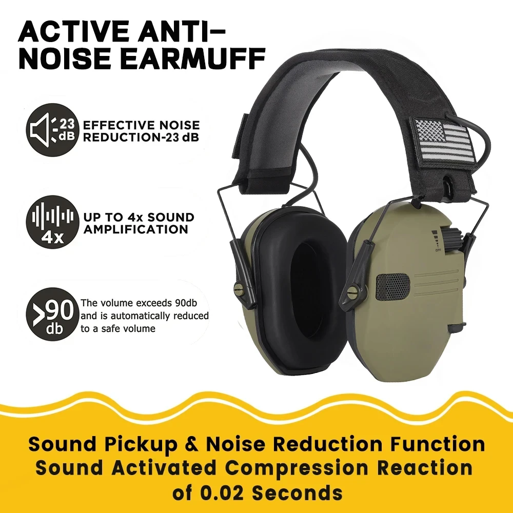 NRR23dB Slim Electronic Muff Electronic Shooting Earmuff Tactical Hunting Hearing Protective Headset High Quality