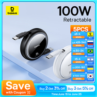Baseus 2/5PCS Retractable 100W USB C Cable For iPhone 16 15 ProMax Fast Charger Cable For MacBook iPad Type C For Xiaomi Samsung