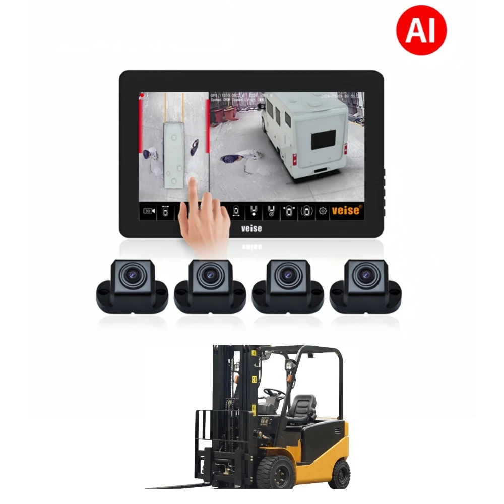 

VEISE Forklift AVM 360 Degree Bird View Surround Viewing DVR Rear View Camera Monitor System