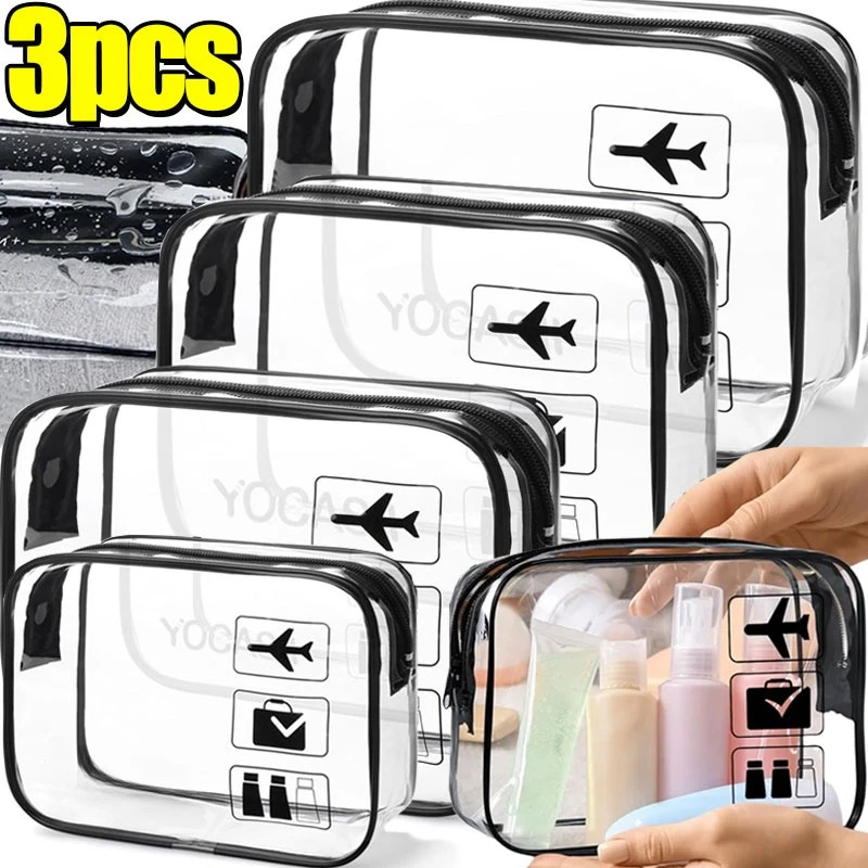 1/3pcs Transparent Zipper Makeup Bag Organizer Box Men Women Travel Clear Cosmetic Bag Waterproof Toiletry Wash Make Up Bags