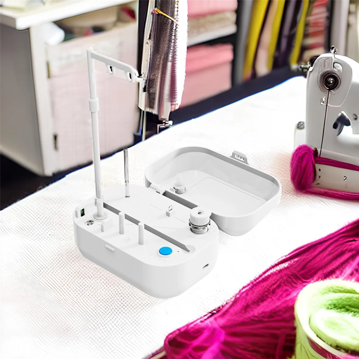 Automatic Bobbin Winder with Auto Stopper, Large Spool Thread Holder for Sewing Machine Thread Winding Use