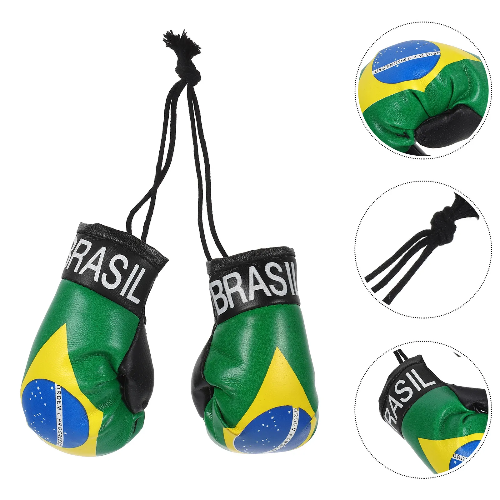 1Pair Brazil Flag Keychain Mini Boxing Gloves Pendant Car Rearview Mirror Hanging Decoration Boxing Party Favor