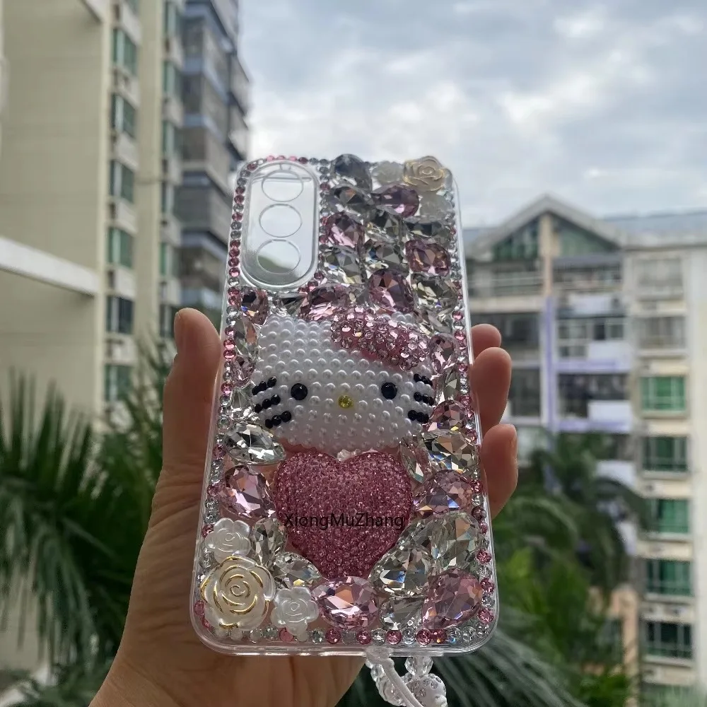Für One Plus Nord 5 4 3 2 Hülle DIY Bling Diamant Strass Sanrio Hello Kitty Handyhülle für OnePlus Nord CE 5 Ace 6 5Ultra Ace – Detail 5